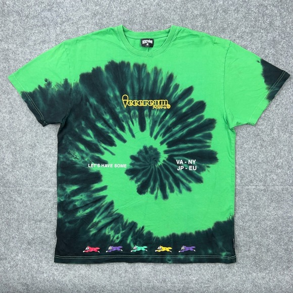 Ice Cream BBC Billionaire Boys Club Shirt Mens XL Green Tie Dye Lets Have Some - Picture 3 of 15